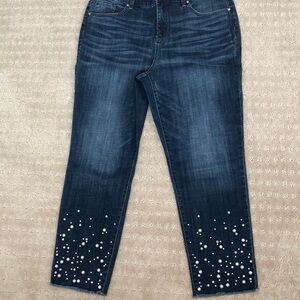 Chico’s EUC Women's Blue Jeans with Pearl Embellishments in size 2 or 12